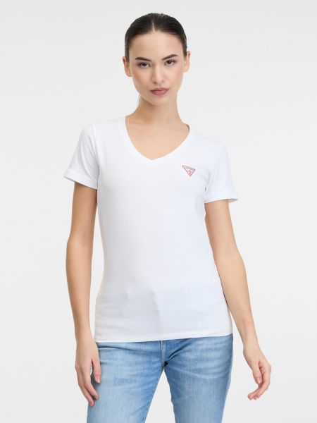 Koszulka z dekoltem w serek Guess biała