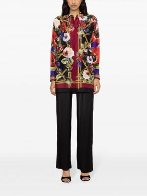 Květinová hedvábná košile s potiskem Dolce & Gabbana černá