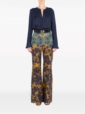 Květinové bavlněné kalhoty s potiskem Silvia Tcherassi modré