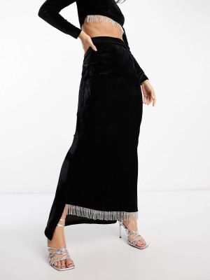 Длинная юбка с бахромой Kanya London черная