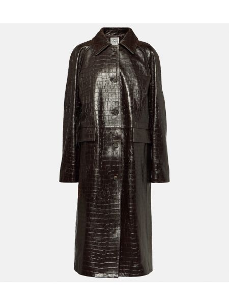 Кожаное пальто TotÊme коричневое