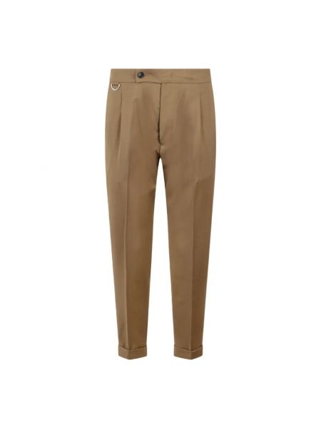 Spodnie wełniane slim fit Low Brand brązowe