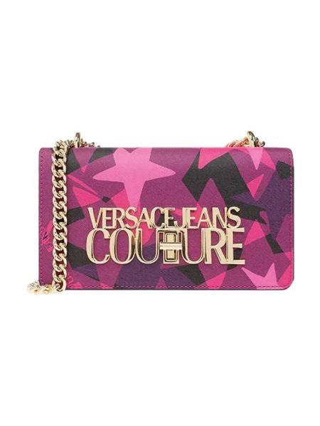 Schultertasche mit print mit taschen Versace Jeans Couture pink