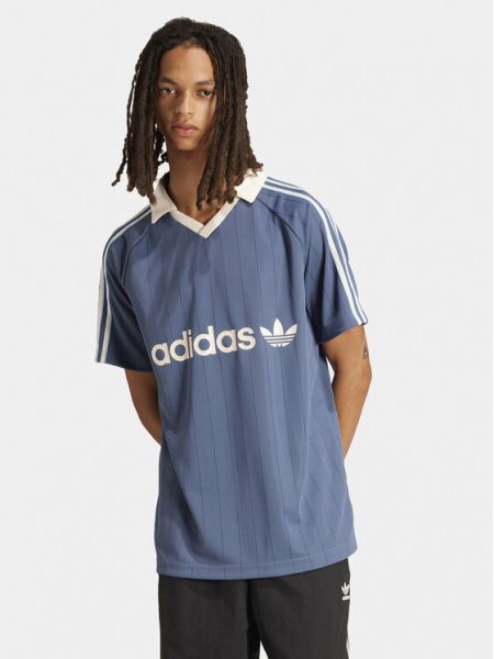 Tricou cu dungi Adidas albastru