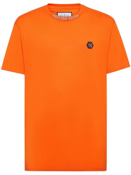 Памучна тениска Philipp Plein оранжево