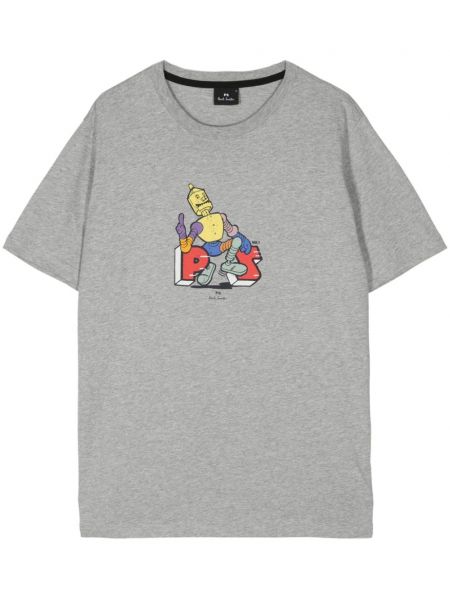 T-shirt en coton à imprimé Ps Paul Smith gris