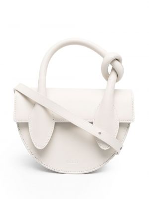 Кожени шопинг чанта Yuzefi бяло