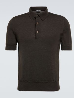 Kašmyro šilkinis polo marškinėliai Tom Ford ruda