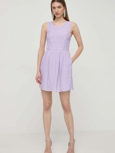 Sukienka mini dopasowana Armani Exchange fioletowa