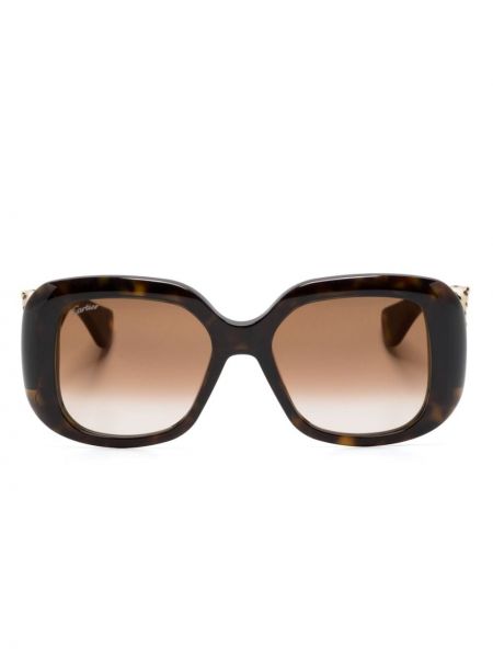 Oversized sluneční brýle Cartier Eyewear hnědé
