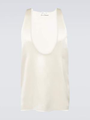Biała jedwabna satynowa koszula Saint Laurent