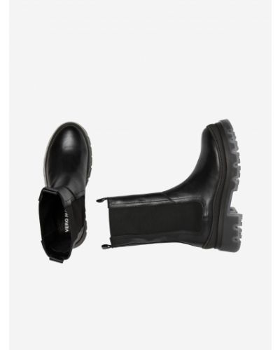 Kožené členkové topánky Vero Moda čierna