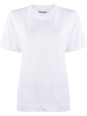 Tričko s kulatým výstřihem Ganni bílé