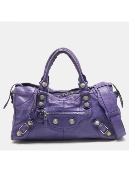 Bolsa de hombro de cuero retro Balenciaga Vintage violeta