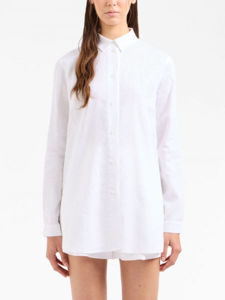 Lněná košile Armani Exchange bílá