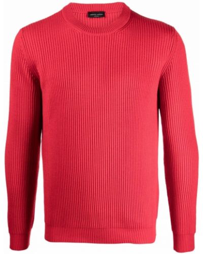 Jersey de lana merino de tela jersey de cuello redondo Roberto Collina rojo