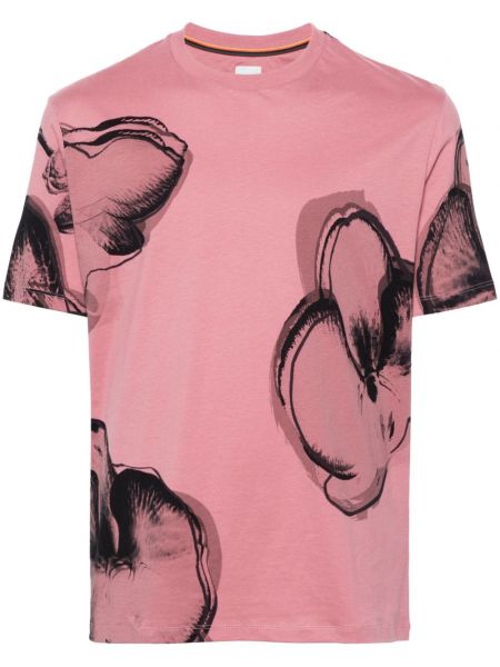 Βαμβακερή μπλούζα με σχέδιο Paul Smith ροζ