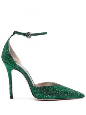 Полуотворени обувки с кристали Gedebe зелено