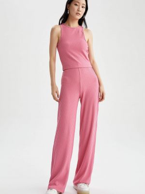 Pantaloni culottes cu croială lejeră Defacto roz