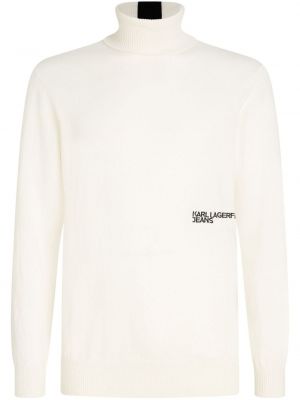 Пуловер бродиран Karl Lagerfeld Jeans бяло
