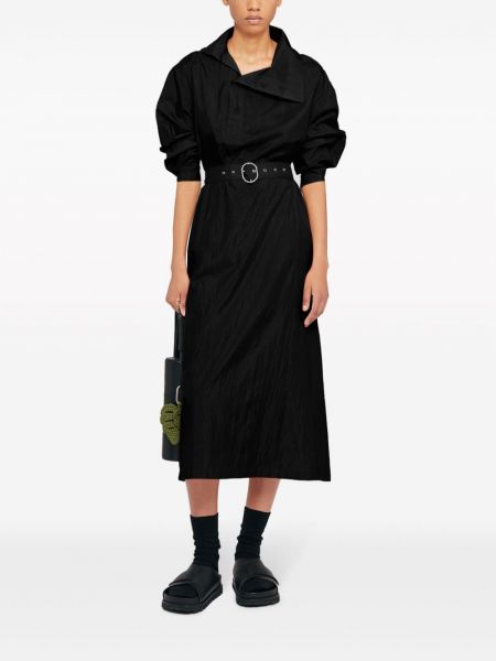 Hedvábné šaty z nylonu Jil Sander černé