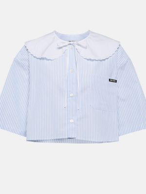 Укороченная хлопковая рубашка Miu Miu, синяя