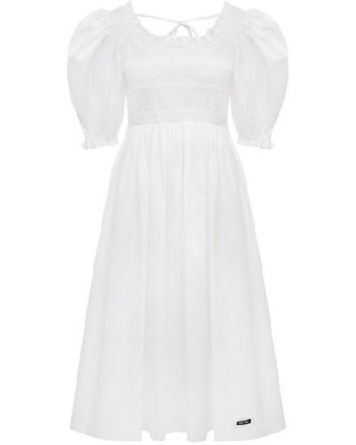 Белое хлопковое платье Miu Miu