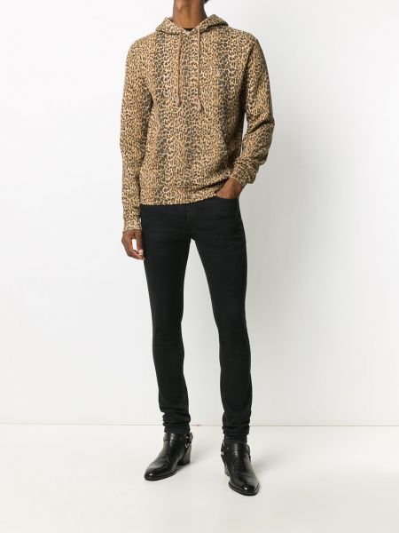 Langes sweatshirt mit print mit leopardenmuster Saint Laurent braun