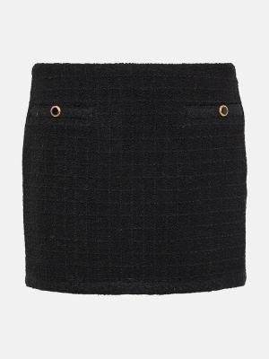 Tvídové kostkované mini sukně Alessandra Rich černé
