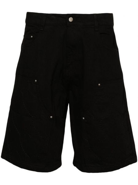 Pantalon droit en coton de motif coeur Arte noir