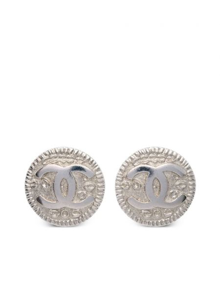Kolczyki na guziki Chanel Pre-owned srebrne