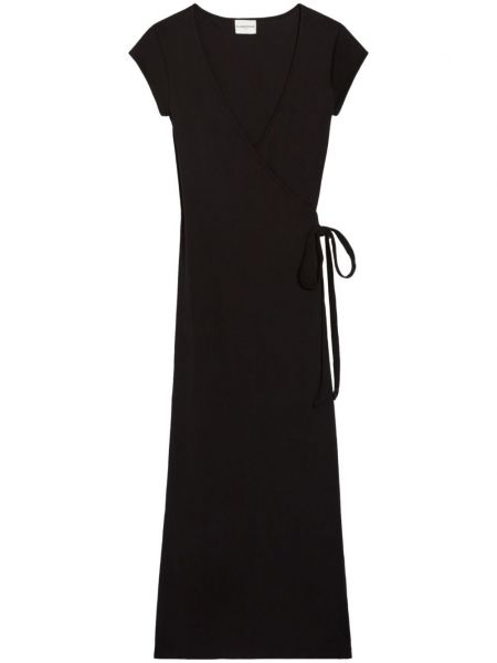 Midi haljina s v-izrezom Claudie Pierlot crna