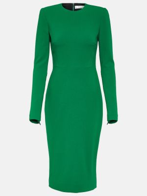 Vestido midi de lana Victoria Beckham verde
