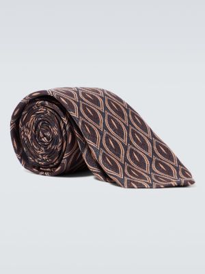 Jedwabny krawat z nadrukiem Lardini brązowy