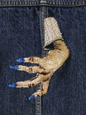 Haftowana kurtka jeansowa z koralikami Undercover niebieska