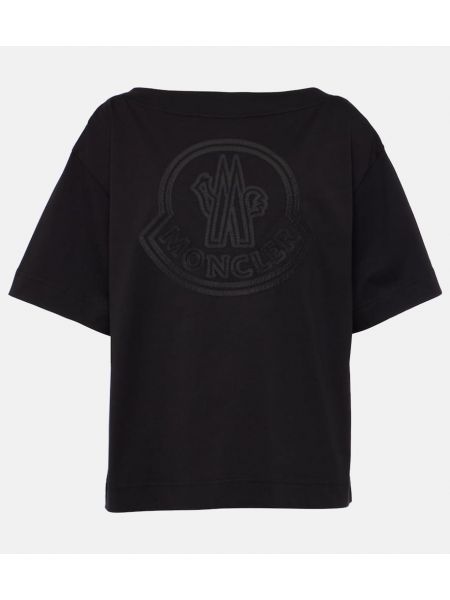 Kokvilnas t-krekls džersija Moncler melns
