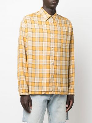 Flanelová kostkovaná košile s kapsami Undercover žlutá