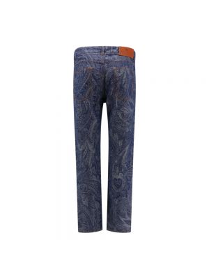 Leinen straight jeans aus baumwoll mit print Etro blau