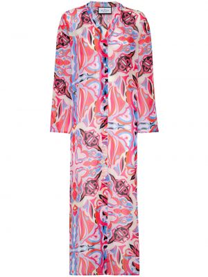 Копринена рокля с принт Philipp Plein розово