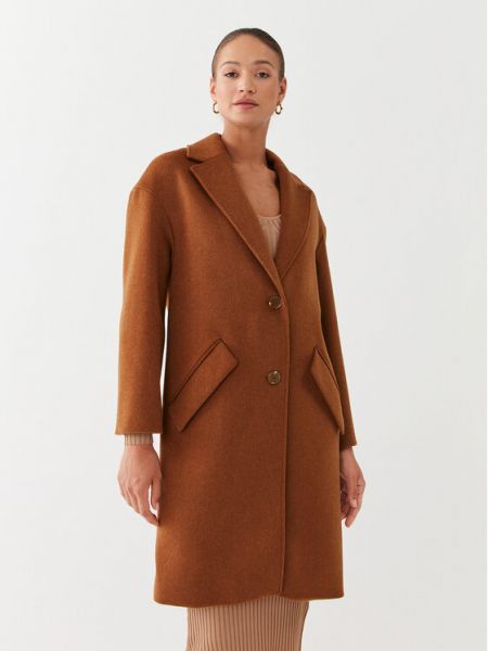 Шерстяное пальто свободного кроя Guess коричневый