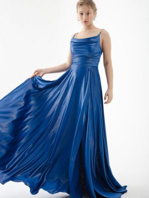 Večernja haljina s draperijom Lafaba plava