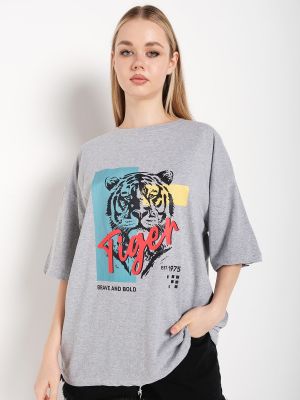 Oversized tričko s potiskem s tygřím vzorem K&h Twenty-one