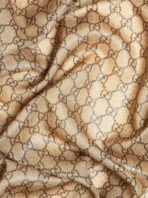 Žakárový vlnený šál Gucci hnedá
