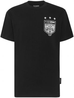 Tigriscsíkos sport póló nyomtatás Plein Sport fekete