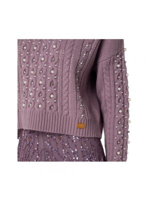 Sweter z okrągłym dekoltem Elisabetta Franchi fioletowy
