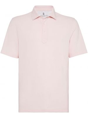 Medvilninis polo marškinėliai su sagomis Brunello Cucinelli rožinė