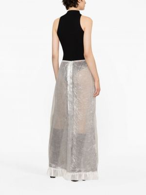 Průsvitné dlouhá sukně s volány Cormio stříbrné