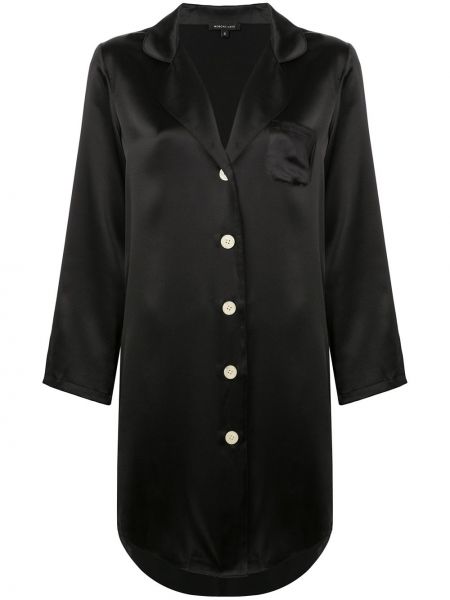 Klasické hedvábné mini šaty s dlouhými rukávy Morgan Lane - černá