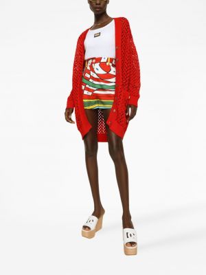 Cardigan en tricot ajouré Dolce & Gabbana rouge