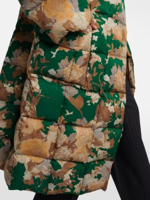 Pikowany płaszcz w kwiatki Dries Van Noten zielony